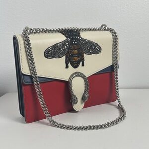 💯Authentic Gucci Dionysus Bee Embellished Leather Chain Shoulder Bag🍀